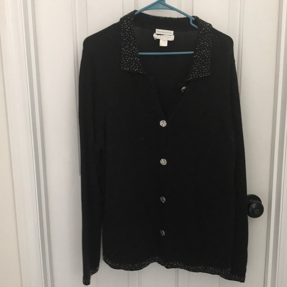 Beautiful hand embroidered CJ Banks sweater- black